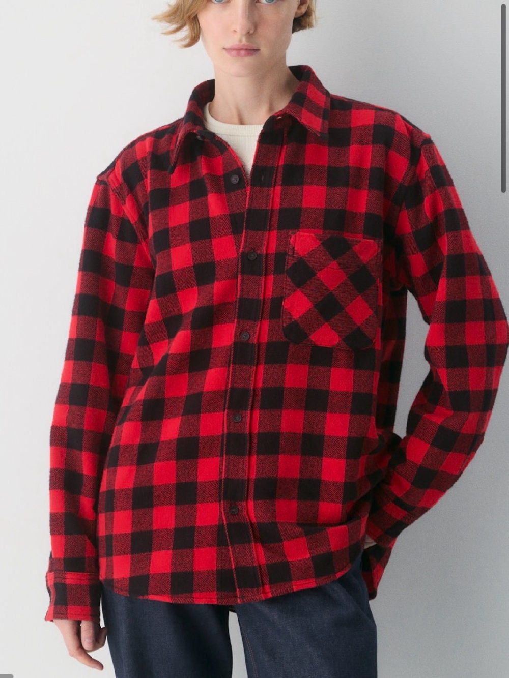 TNA Red & Black Plaid Flannel Shirt Jacket